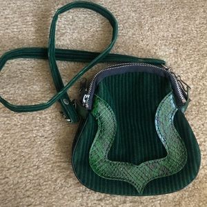 Vintage green velvet purse